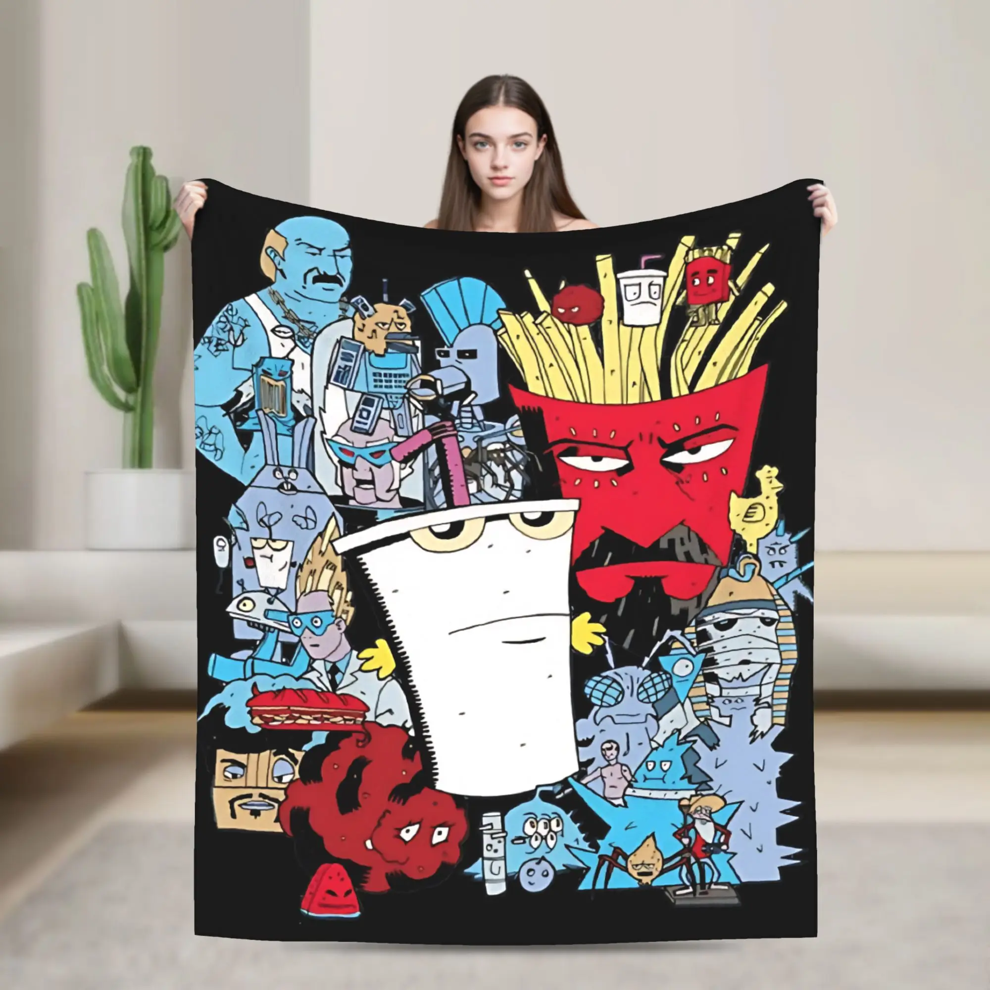 Aqua Teen Hunger Force Flannel Blanket Autumn  Warm Bedding Throws for Boy Girl Bedroom Funny Bedspread Sofa Bed Cover