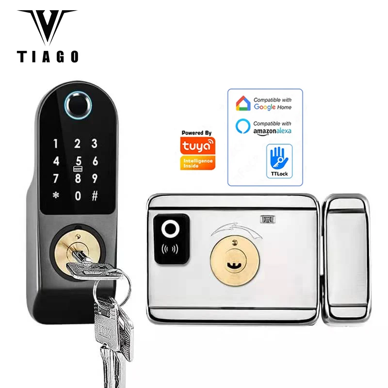 Imagem -05 - Tiago-tuya Wi-fi Impermeável Smart Door Lock Ttlock App Cartão de Impressão Digital Chave da Senha Electronic Gate Lock Exterior