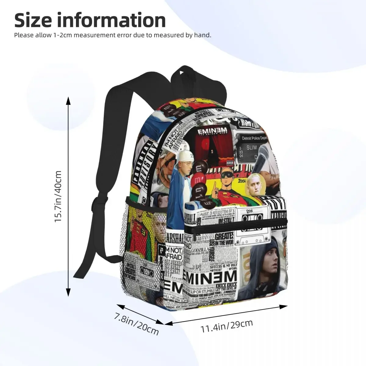 Rapper Rap God Eminem Student Backpack School Bag Hiking Travel Daypack for Boys Girls Fashion Bookbag Shoulder Bags