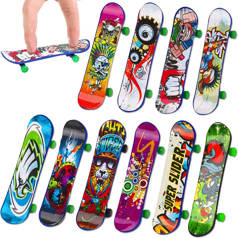 Skate de plástico para crianças, mini skate board, pontas dos dedos, brinquedo de novidade, presentes para crianças, menino, 10pcs