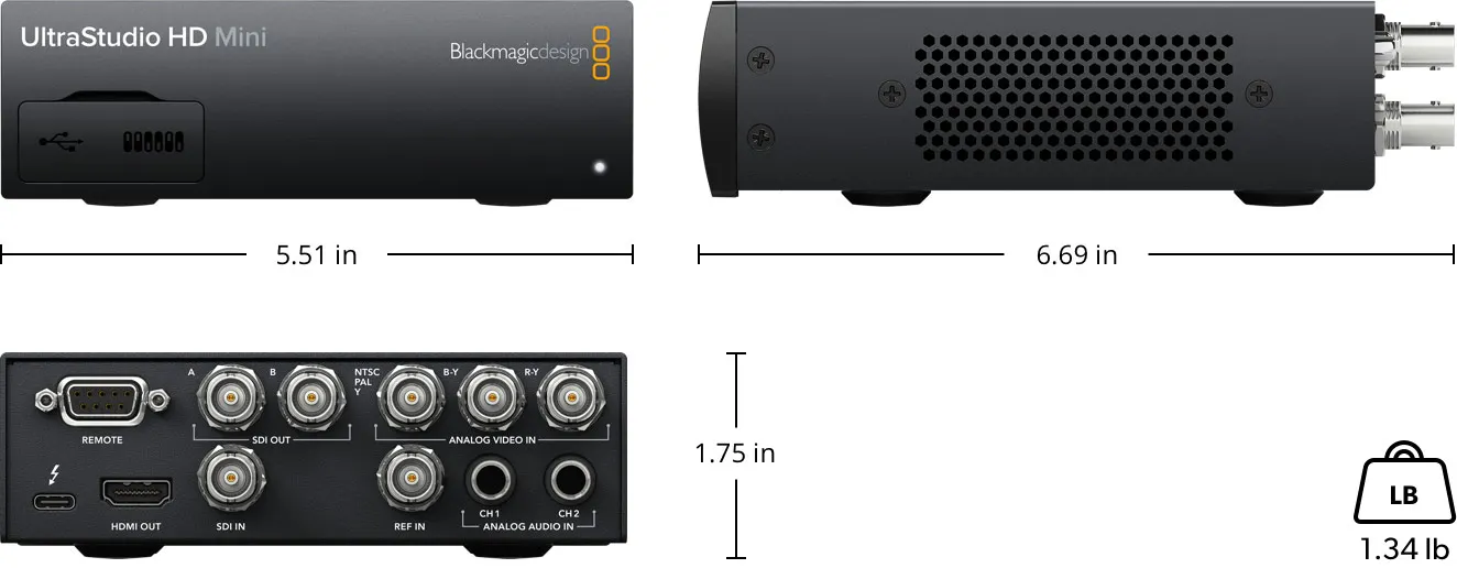 Blackmagic Design UltraStudio HD Mini 3G-SDI Analog YUV NTSC/PAL Inputs Dual Link 3G-SDI Output Broadcast Video Capture Device