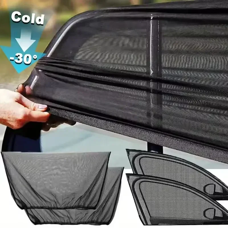 Car Window Sunshade Front Rear SUV Curtains Protection Repellent Mosquito Mesh Net Sunshade Auto Accessories
