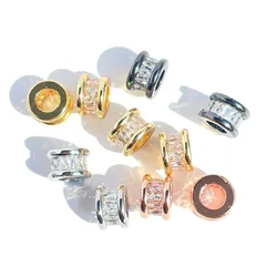 10pcs Clear Zirconia Paved Hole Wheel Spacers Beads for Woman Bracelet Girl Necklace Making Handcraft Waist Jewelry Accessories