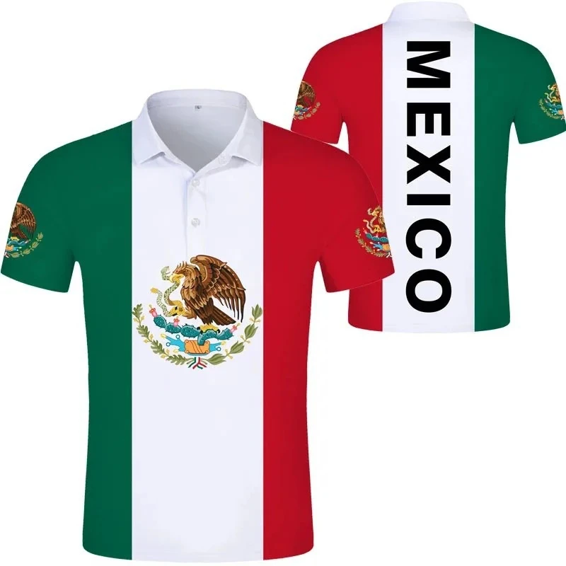 Mexico Flag 3D Print Polo Shirt For Men Women Tops Fashion Short Sleeve Button Lapel Polo T-shirts High Quality Polo Shirts