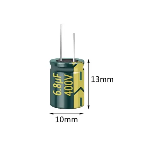 10PCS 400V 6.8UF Capacitor 10x13mm(0.39x0.51in) High Frequency Aluminum Electrolytic Capacitors for TV, LCD Monitor, Game