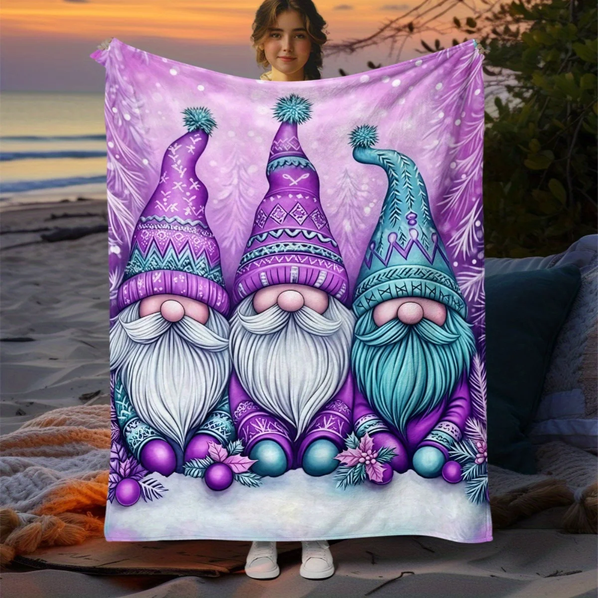 Psychedelic Skull Rose Flower Throw Blanket Fantasy Bubble Neon Aurora Wings Pattern Vivid Warm For Loveseat Sofa