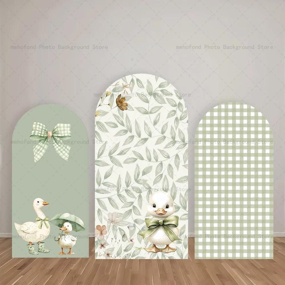 Mehofond Arch Backdrop Fresh Light Green Color Scheme Cute Duck Kids Baby Birthday Party Decor Studio Photography Background