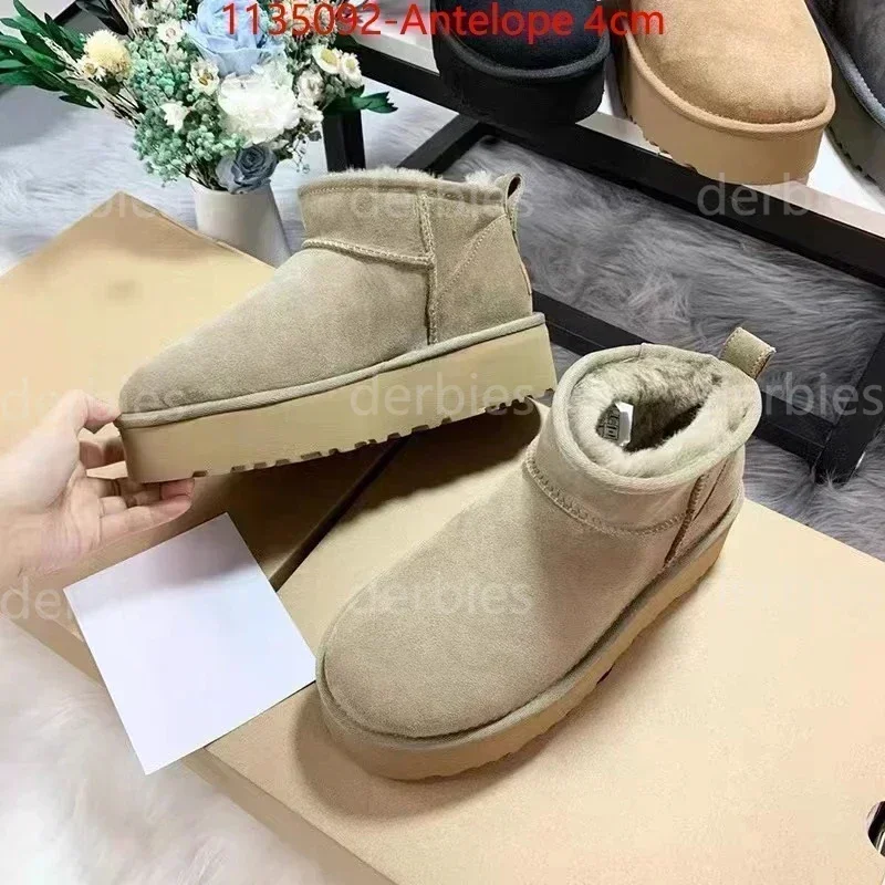 2024 Winter Real Sheepskin Wool Warmer Ladies Heightening Shoes Women's Warm Thick-soled Boots Platform Luxur Snow Boots