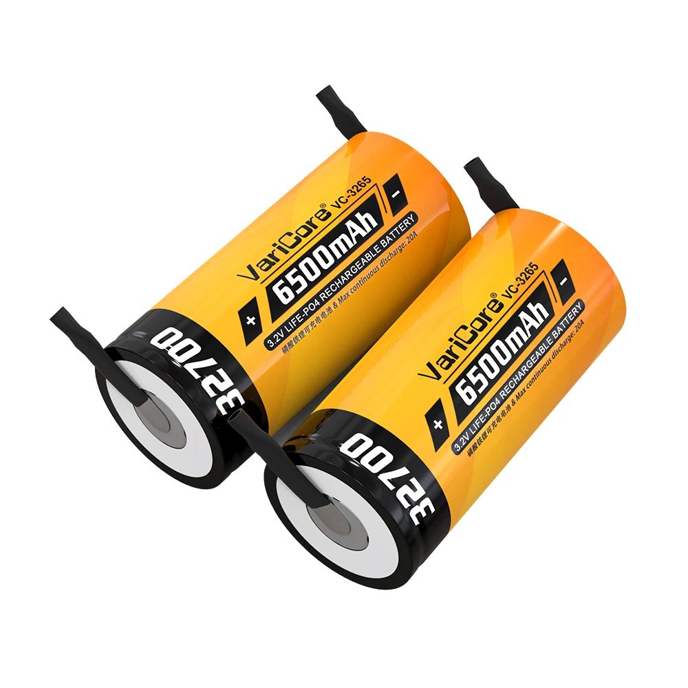 VariCore 3.2V 32700 6500mAh LiFePO4 バッテリー 35A 連続放電最大 55A ハイパワーバッテリー + ニッケルシート