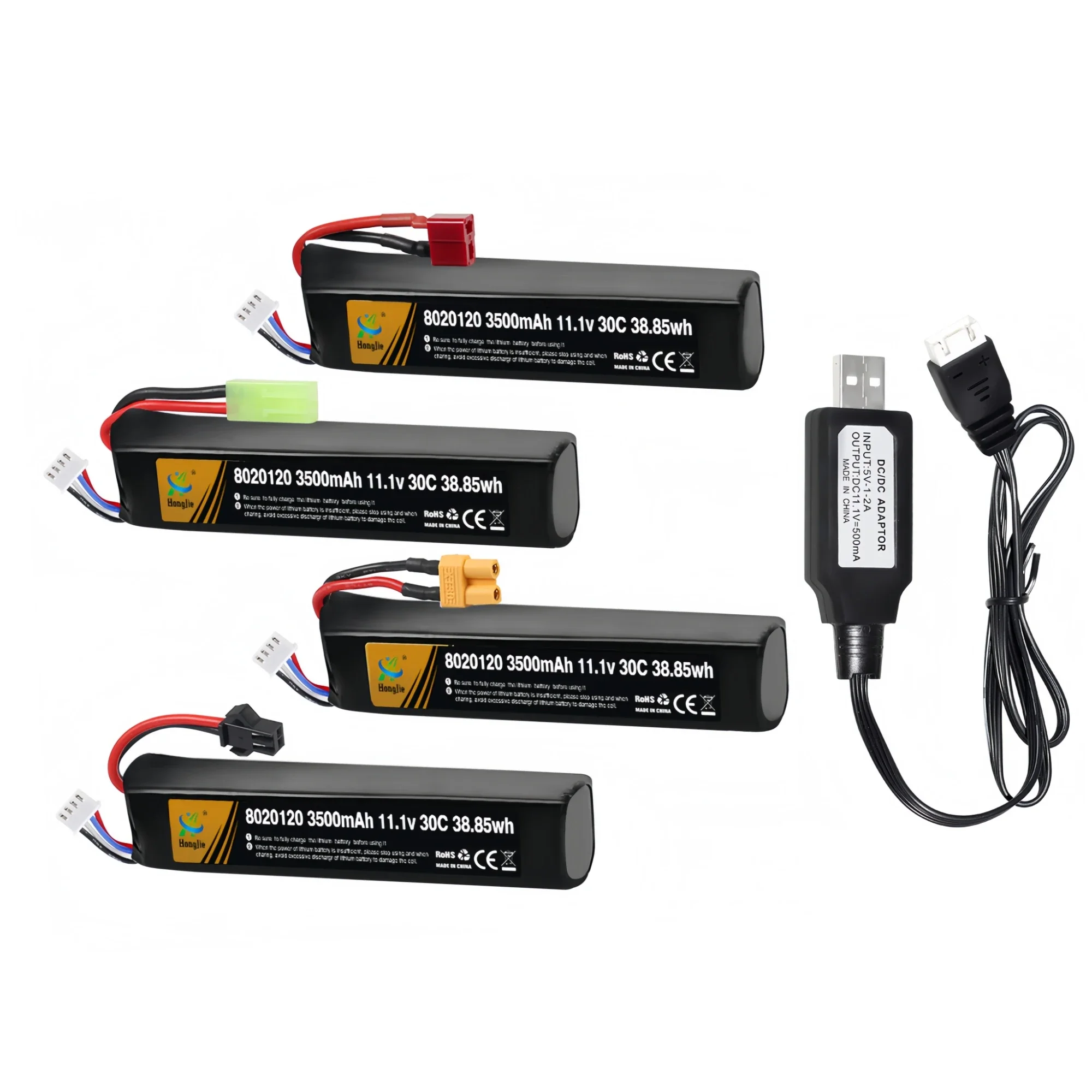 Lipo Battery for Water Gun Airsoft 11.1V 3500mAh with USB charging cable for Soft bullet gun Flashlight Electric drill Speaker