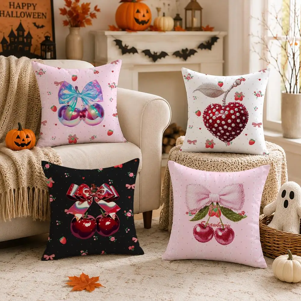 Strawberries and cherries Cushion Cover Halloween decoration trick or treat cushion cover, ghost, pumpkin head, bat decoration