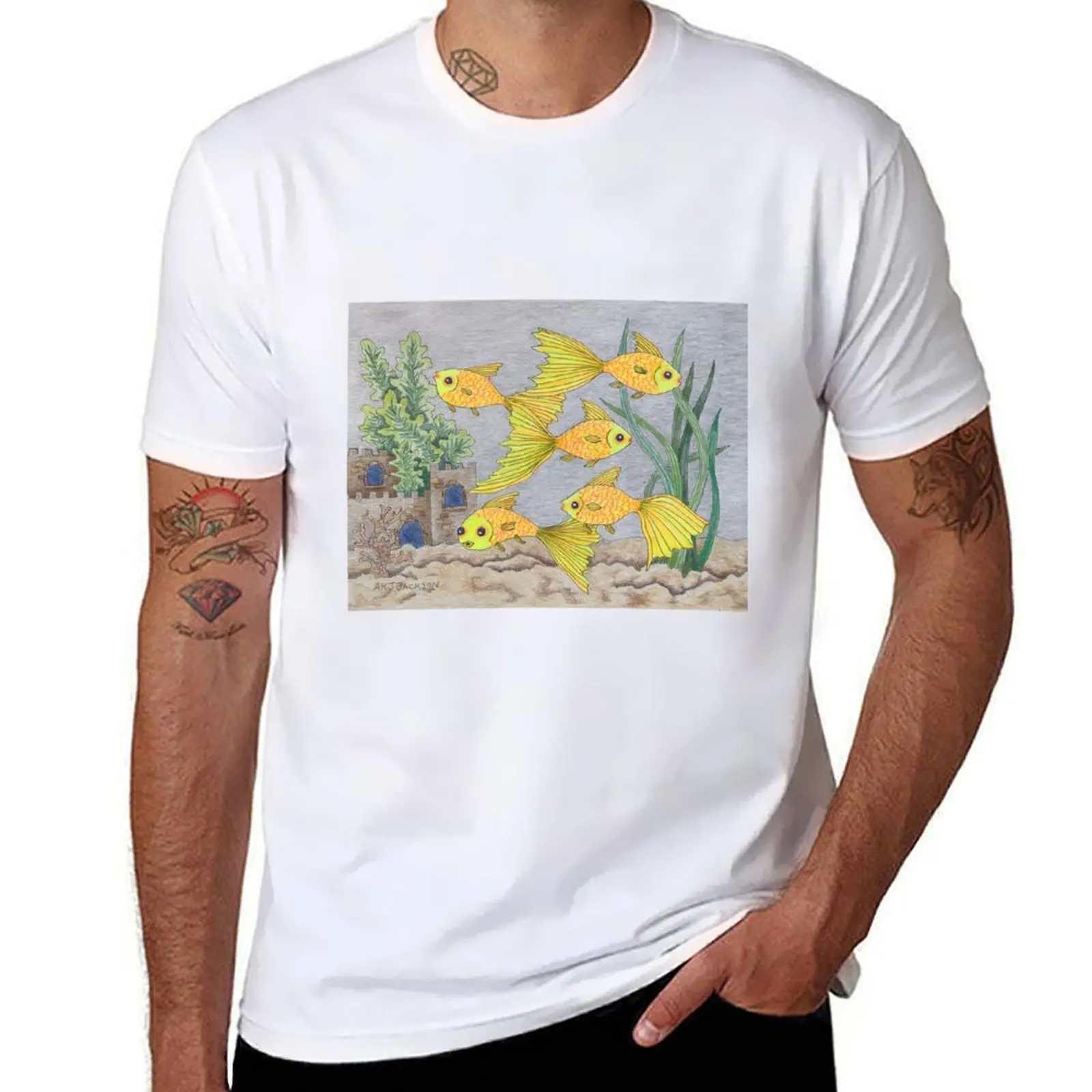 Aquarium with Goldfish T-Shirt cute clothes summer tops Aesthetic clothing korean fashion men t shirts high quality