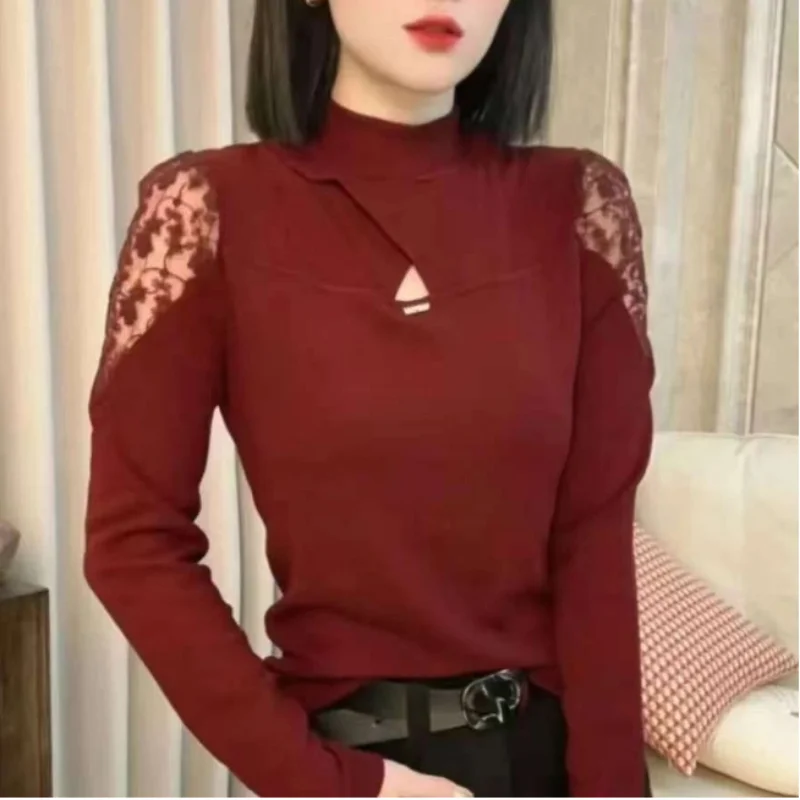 

New Spring and Autumn Style Slim Half-high Neck Long-sleeved Sweatshirt Women's Fashionable Casual and Versatile Base Top