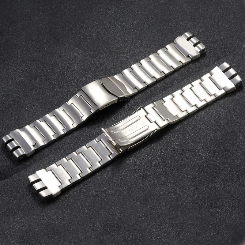 Watchband 23*26mm Sliver Metal Stainless Steel Butterfly Clasp Strap for Swatch YOS440 441 439 Watch Band