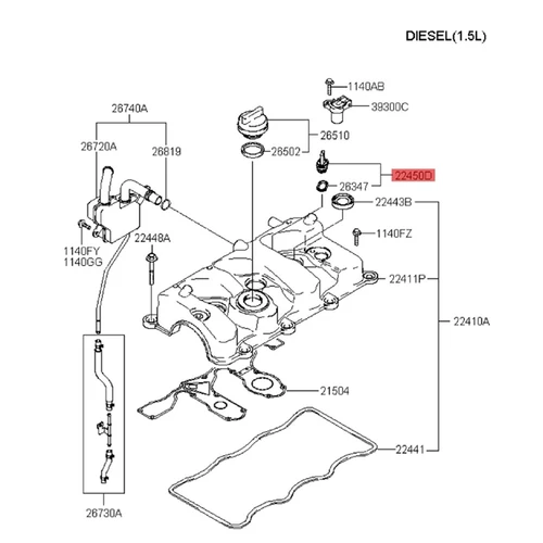 Imagen 2 del producto Tapón de inyector 2245027003 para Hyundai Santa Fe 2,0 T Trajet Tucson 2000-2010, montaje de enchufe de instalación de inyector
