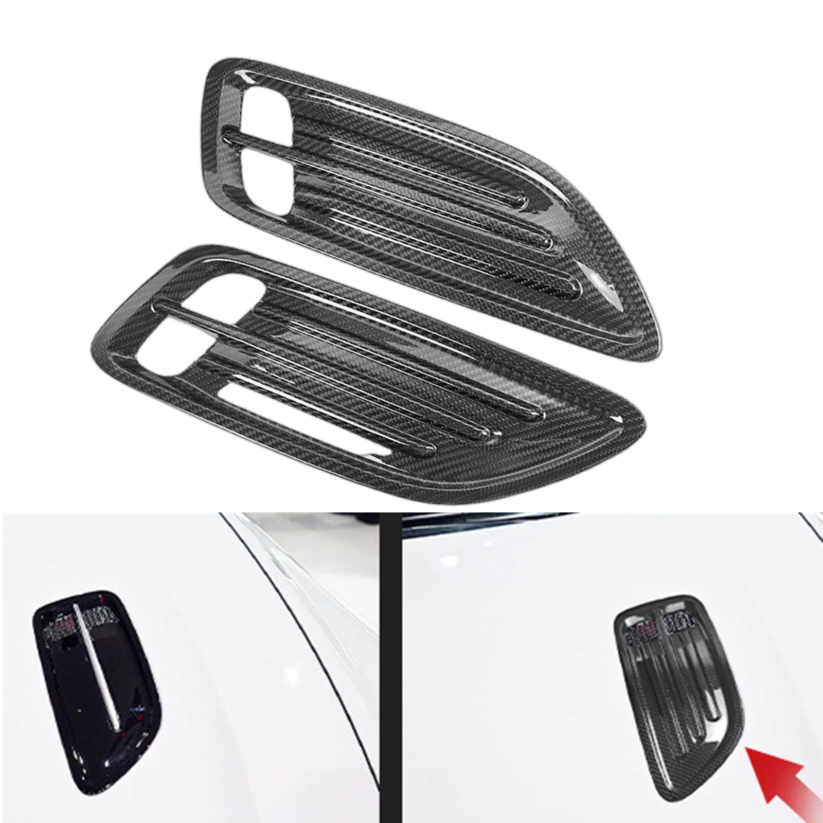 Carbon Fiber Front Hood Air Vent Intake Trim Engine Scoop Outlet Frame Cover Canard For Kia Stinger 2018-2023