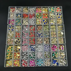 6 Grids Saturn Planet Cross Nail Charms Jewelry Luxury Nail Parts Gem Stones Crystal Rhinestones Nail Art Decoration Accessories