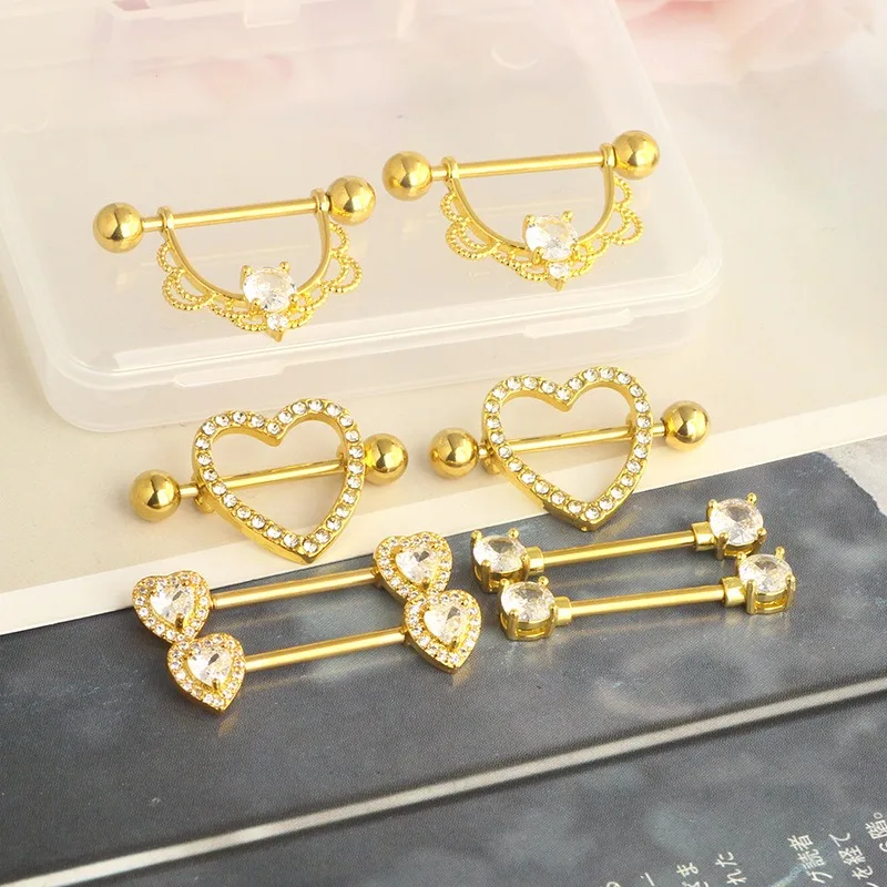 1pair Stainless Steel Nipple Ring Nipple Nail Piercing Jewelry Set Love Body Piercing Jewelry