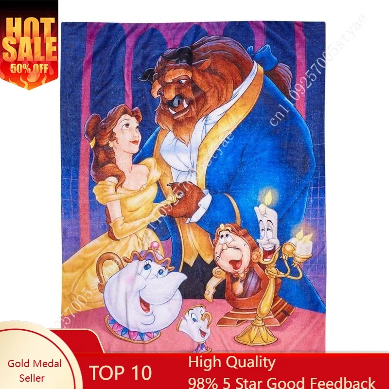 

Beauty And The Beast Blankets Disney Cartoon Plush Blanket Indoor Decoration Adult Child Holiday Party Gifts Warm Custom Quilt