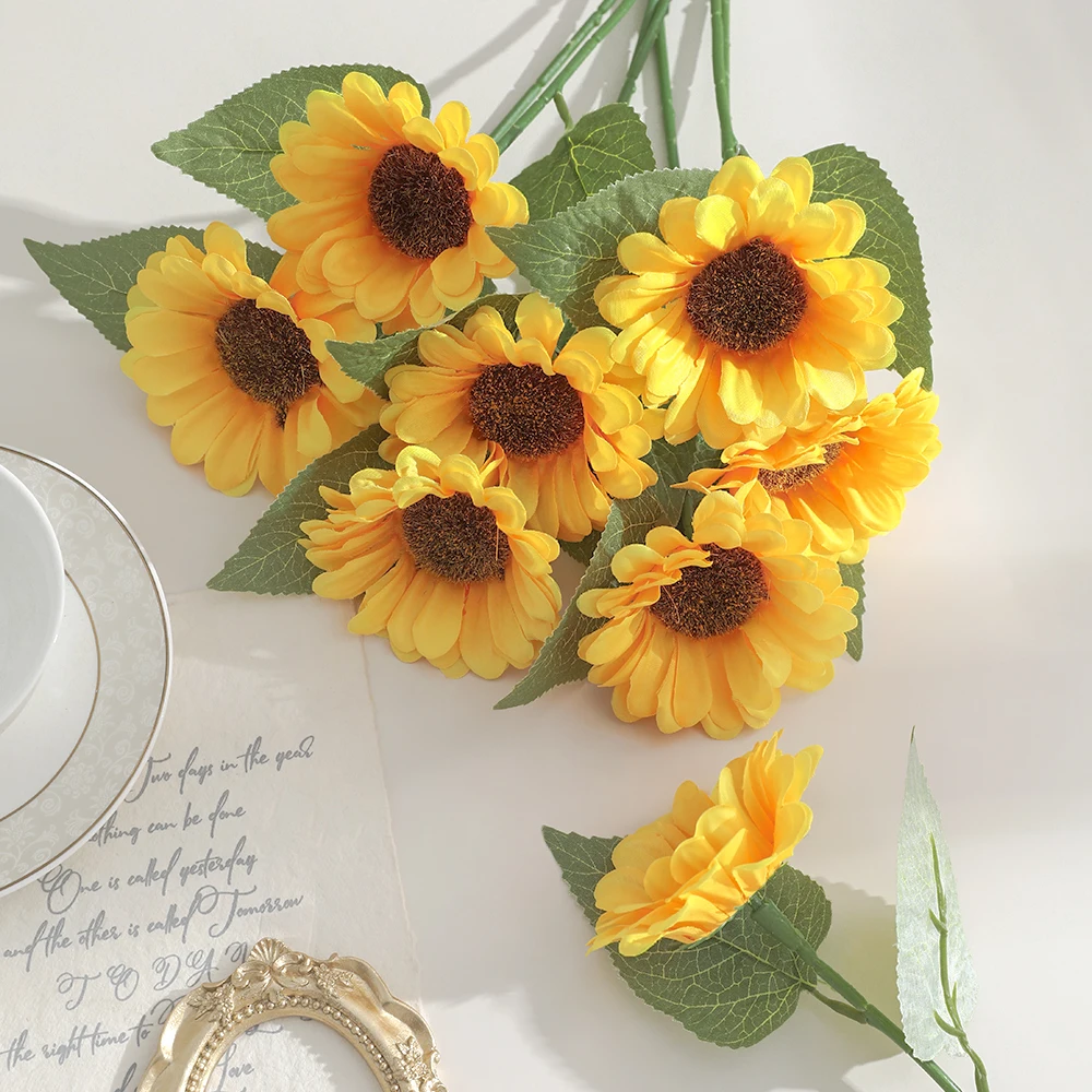 1/2 Stücke 26/47 CM Sonnenblumen Künstliche Blumen Bouquet Party Supplies für Wohnkultur Hochzeit Dekoration Gefälschte Blumen DIY Zubehör – Detail 2