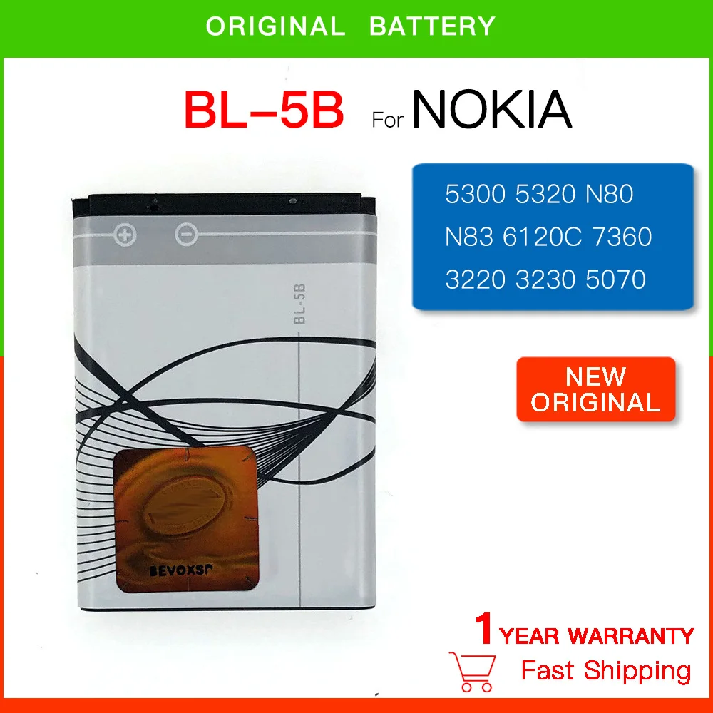 Original Replacement battery  BL-5B Battery For Nokia 5300 5320 6120c 7360 6120ci 3220 3230 5070 Battery BL5B Batteria