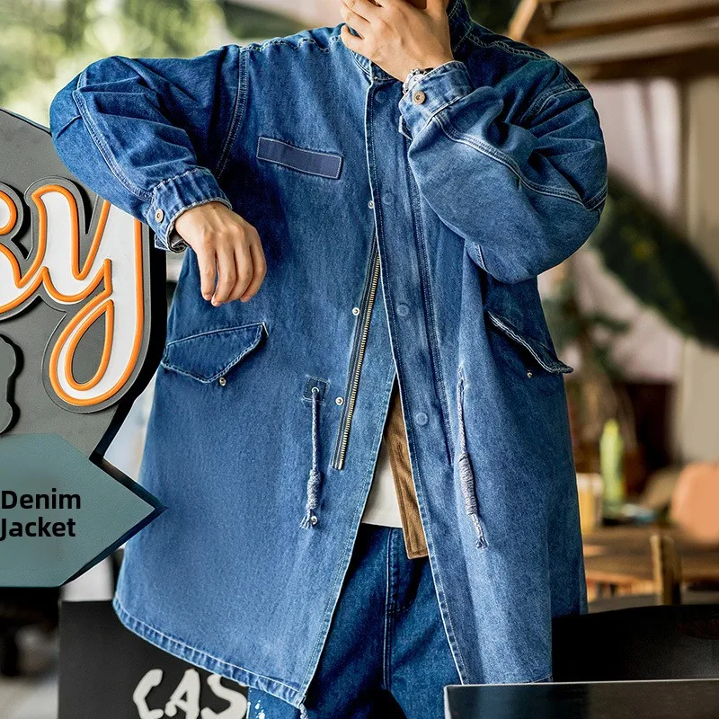 

Мужская куртка Maden Workwear в американском ретро-стиле M65 из денима, свободного кроя, средней длины, для осеннего сезона