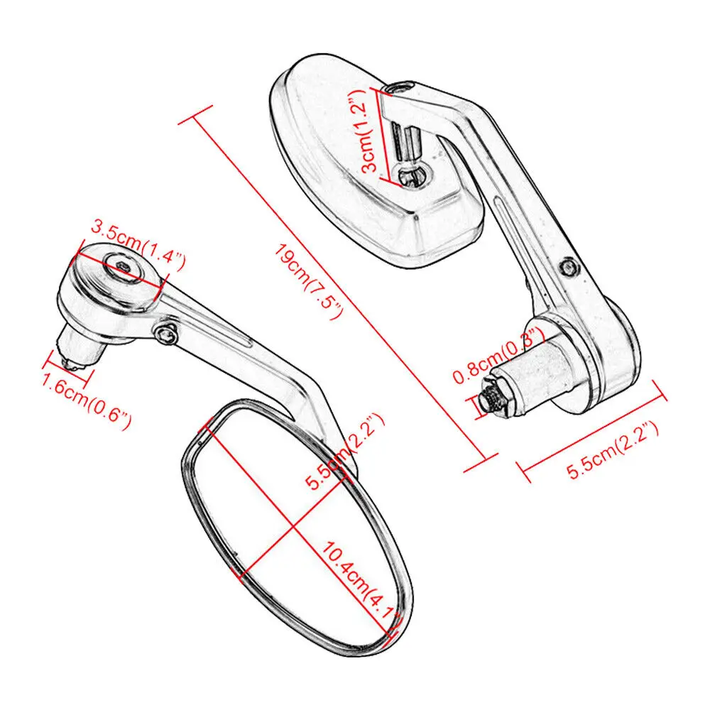 دراجة نارية عالمية 7/8 "مقود نهاية المرايا الجانبية للرؤية الخلفية لهوندا ياماها سوزوكي كاواساكي دوكاتي Bmw هارلي