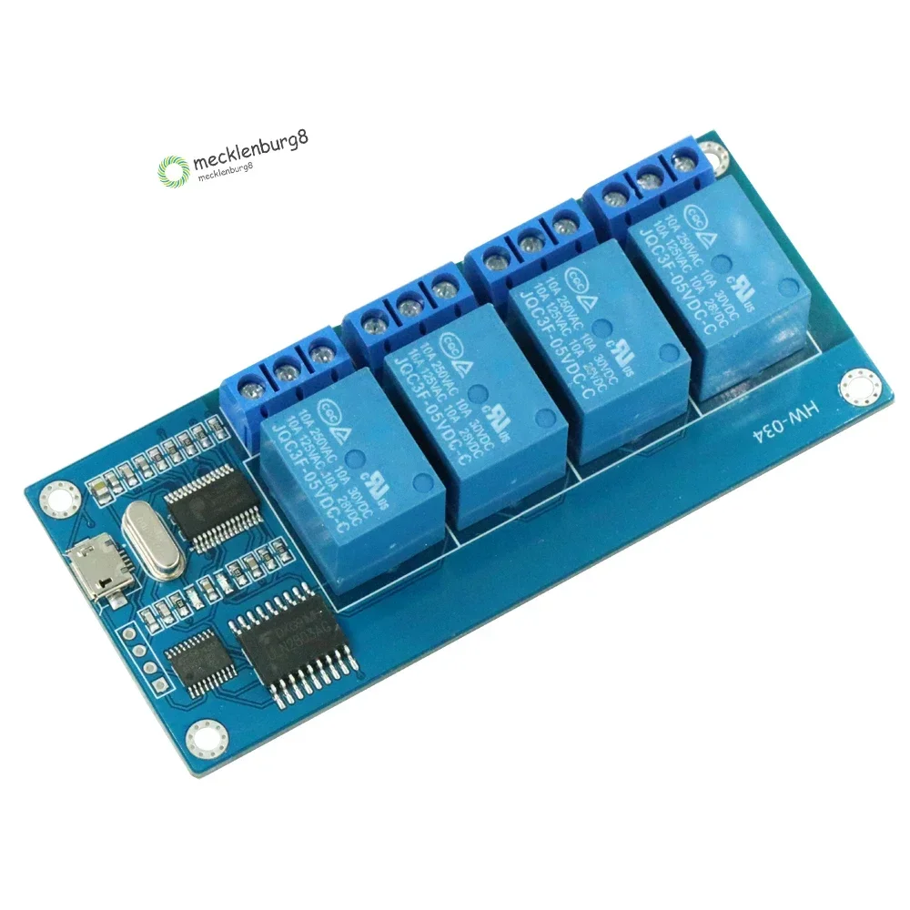 Micro Usb 5V 4-kanaals Usb Relay Module Trigger Relay Module Seriële Poort Voor Arduino Board Module Nieuw