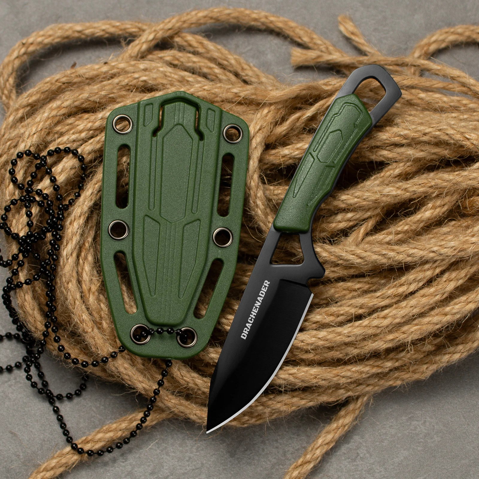 Full Tang Neck Knife Small Hunting Knife With Sheath And Neck Chain EDC Portability Camping Survival Fixed Blades