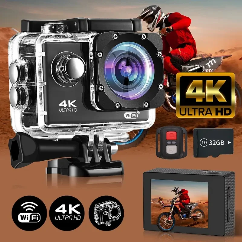 4K Sport Camera Wireless WiFi Intelligent HD Mini Camera DV Anti shake recorder For Outdoor Waterproof Sports Bicycle Car