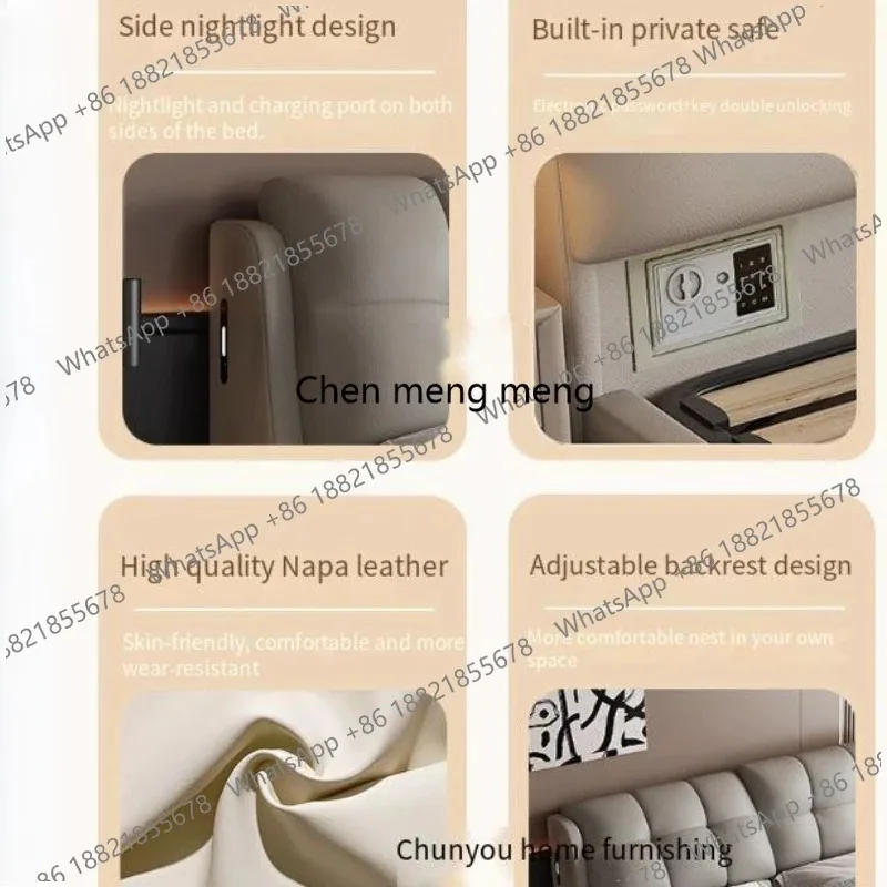 E136 180x200cm King Full Size Double Bed Leather Multifunctional Storage Twin Bed Frame Queen Luxury Cama Casal Bedroom Furnitur view 3