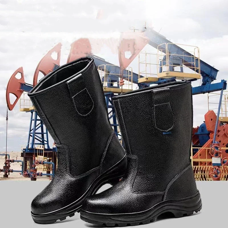 mens fashion steel toe covers safety boots soft leather work shoes worker tooling security high botas safe footwear protection