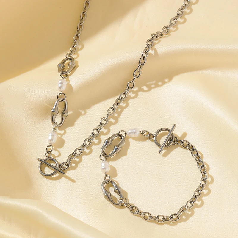EILIECK 316L Edelstahl Metallperlen Kettenhalskette Armband Set für Damen Neue Mode Wasserdichter Schmuck Urlaubsgeschenk – Detail 15