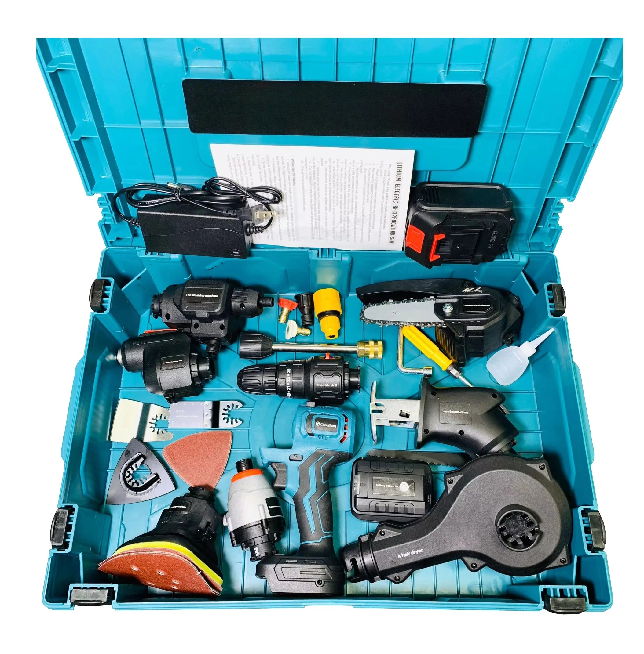 Rechargeable Brushless Multipurpose Power Tools Combination Set 10 in 1 Cordless Multifunctional Lithium Electric Tool Kits