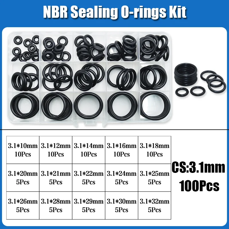 O-Ring NBR Dichtungsscheibe Sanitär Dichtung Dicke 1/1,5/2,0/2,4/3,1/4,0 Nitril-Butadien-Gummi Abstandshalter Ölbeständigkeit Oring Kit – Detail 17