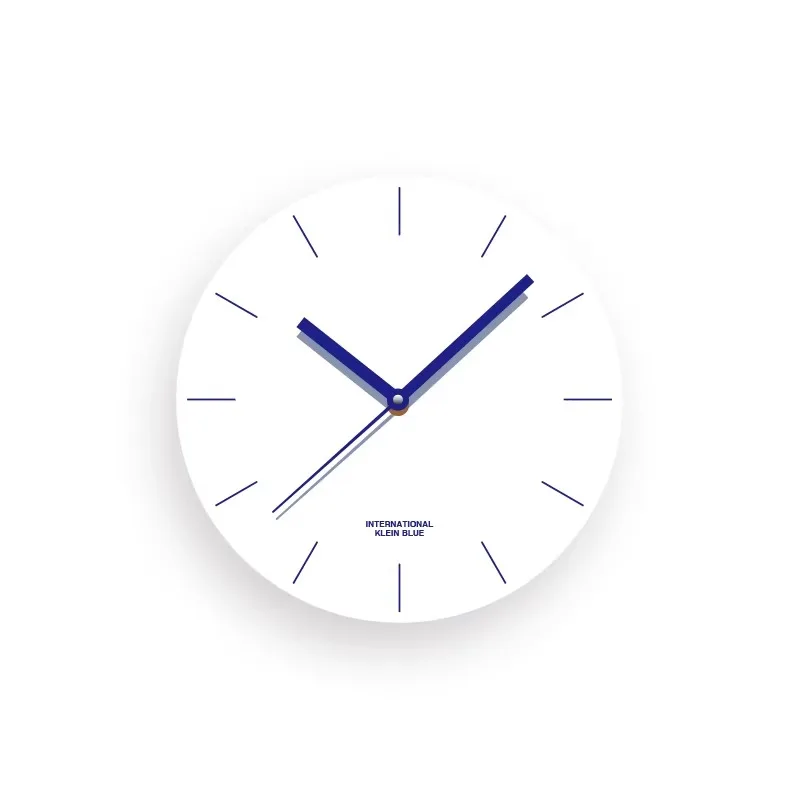 Klein Blue,White Minimalist Wall Clock,Creative Nordic Japanese Design,Silent Sweep Second Hand,Perfect for Living Room & Office