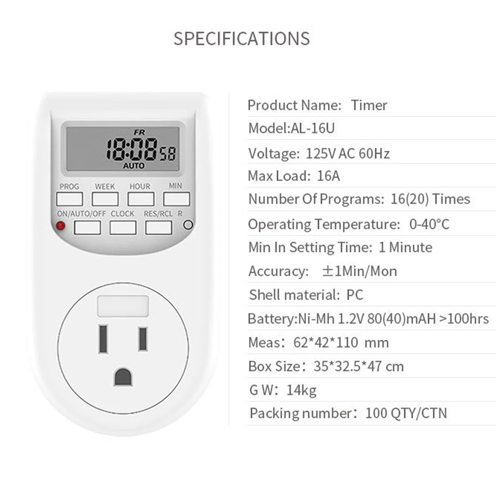 EU/US/UK Plug Timer Switch 1785W/2300W Energy Saving Digital Kitchen Timer 10A/15A Outlet Week Hour Programmable Timer Socket