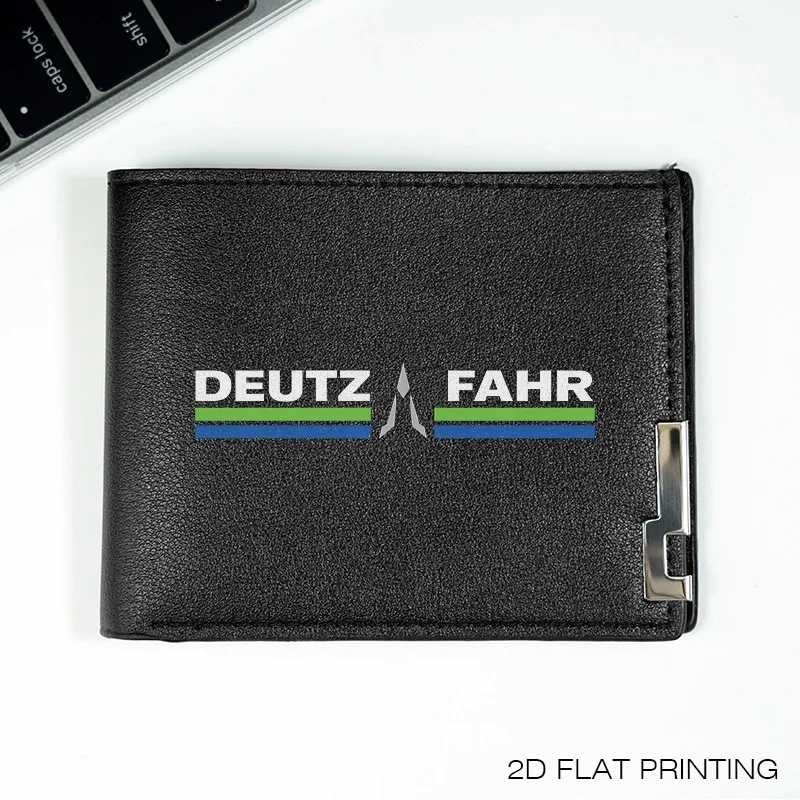 Cartera DEUTZ FAHR con logotipo de piel sintética para hombre, estilo de negocios delgado, duradero, ligero, uso diario, diseño moderno