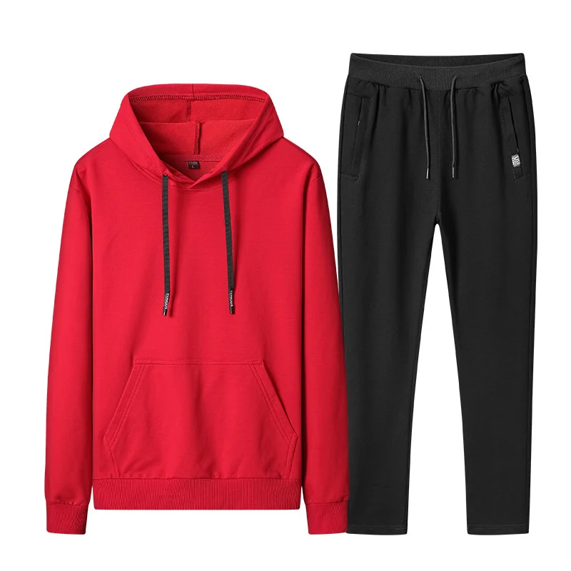 Outdoor Casual Men Track Suit Nice Spring Autumn Loose Hoodie Two-piece Set Good Quality Plus Size 7XL 8XL Student Sportwear