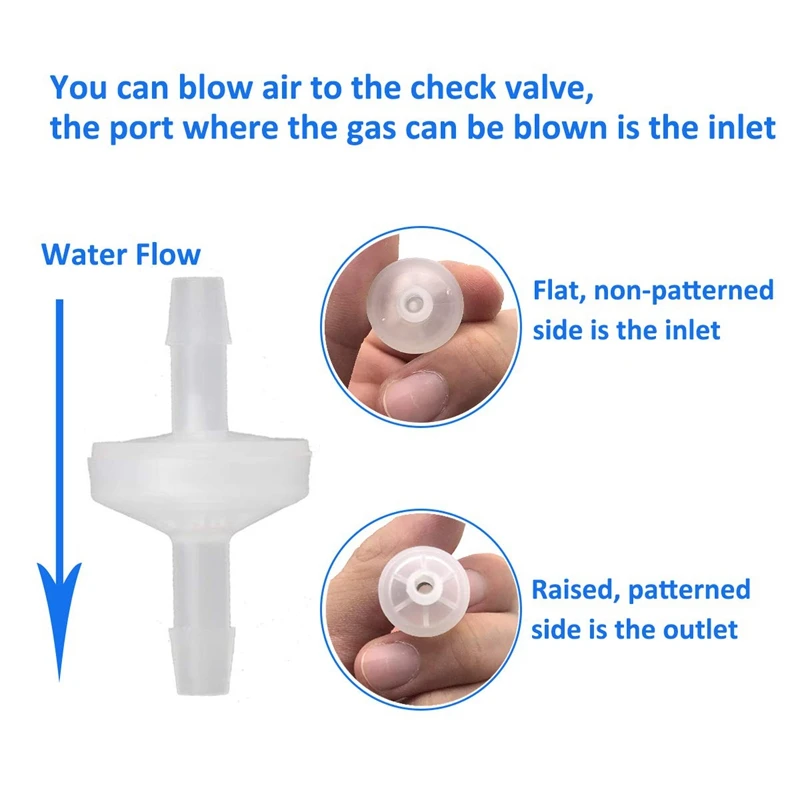 8 Pcs 1/4Inch Check Valve 6Mm PVDF One Way Valve Inline Check Valve Non Return Check Valve For Fuel Gas Liquid Air