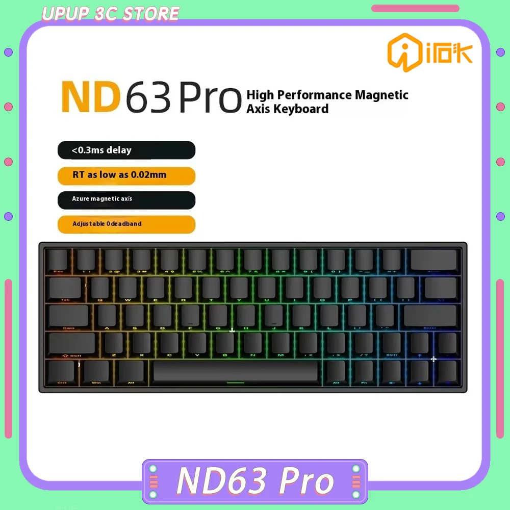 IROK ND63 Pro Magnetic Switch Mechanical Keyboard 8000hz RT0.02mm Wired Gaming Keyboard Custom Fast Trigger PC Gamer Accessories