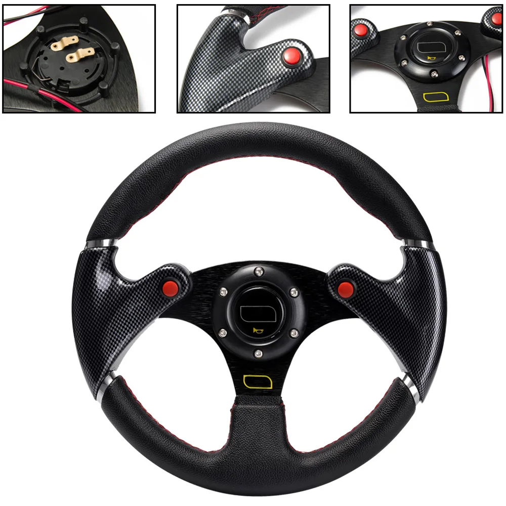 

Universal Car Steering Wheel 320mm 13 Inch Carbon Firbre Leather Racing Sport Steering Wheels With Logo Horn Button