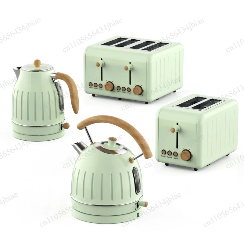 Water Kettle and Toaster Set Juice Blender Retro  Breakfast Set Appliances 4 Slice Toaster Electric