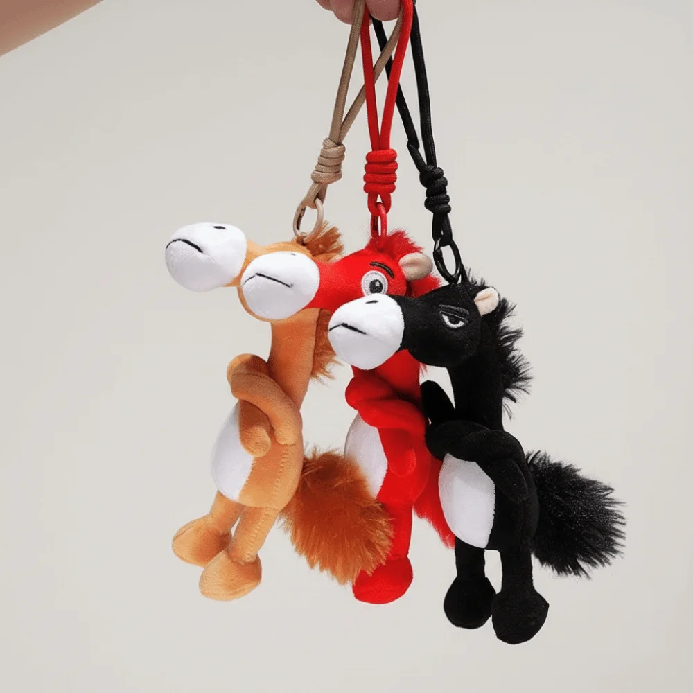 Portable Elegant Zodiac Horse Mascot Chinese Mascot Decoration Horse Key Chain Soft Bag Charm Annual Events