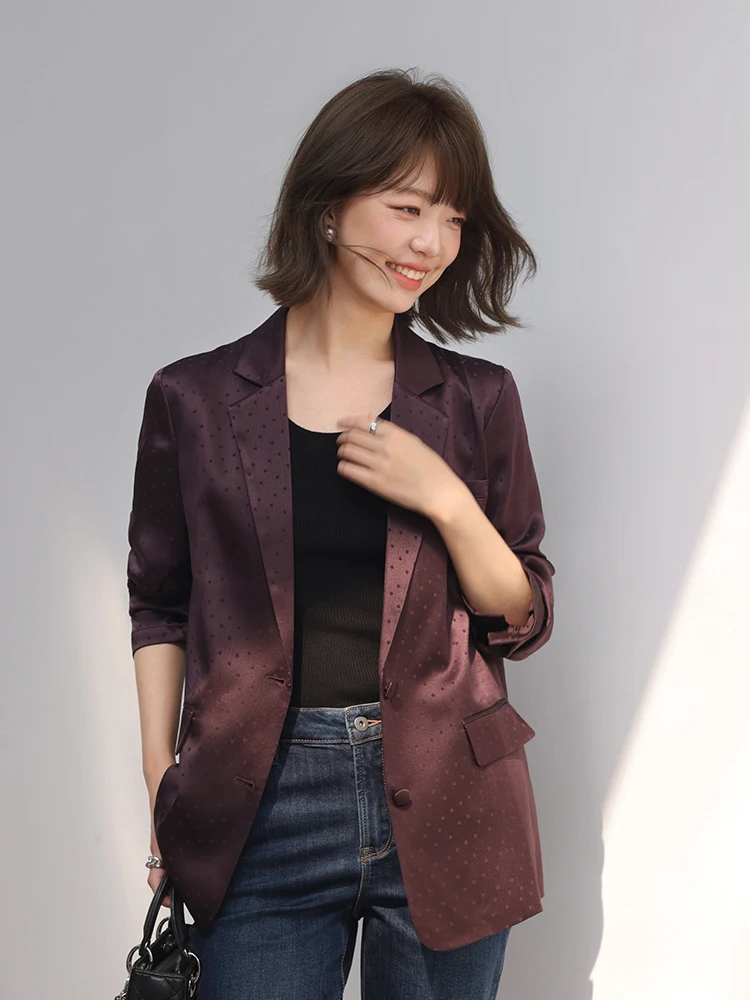 

Женский деловой костюм Ele Commuter из 9-миллиметрового шелка, прямой крой, однотонный, на пуговицах, для офиса