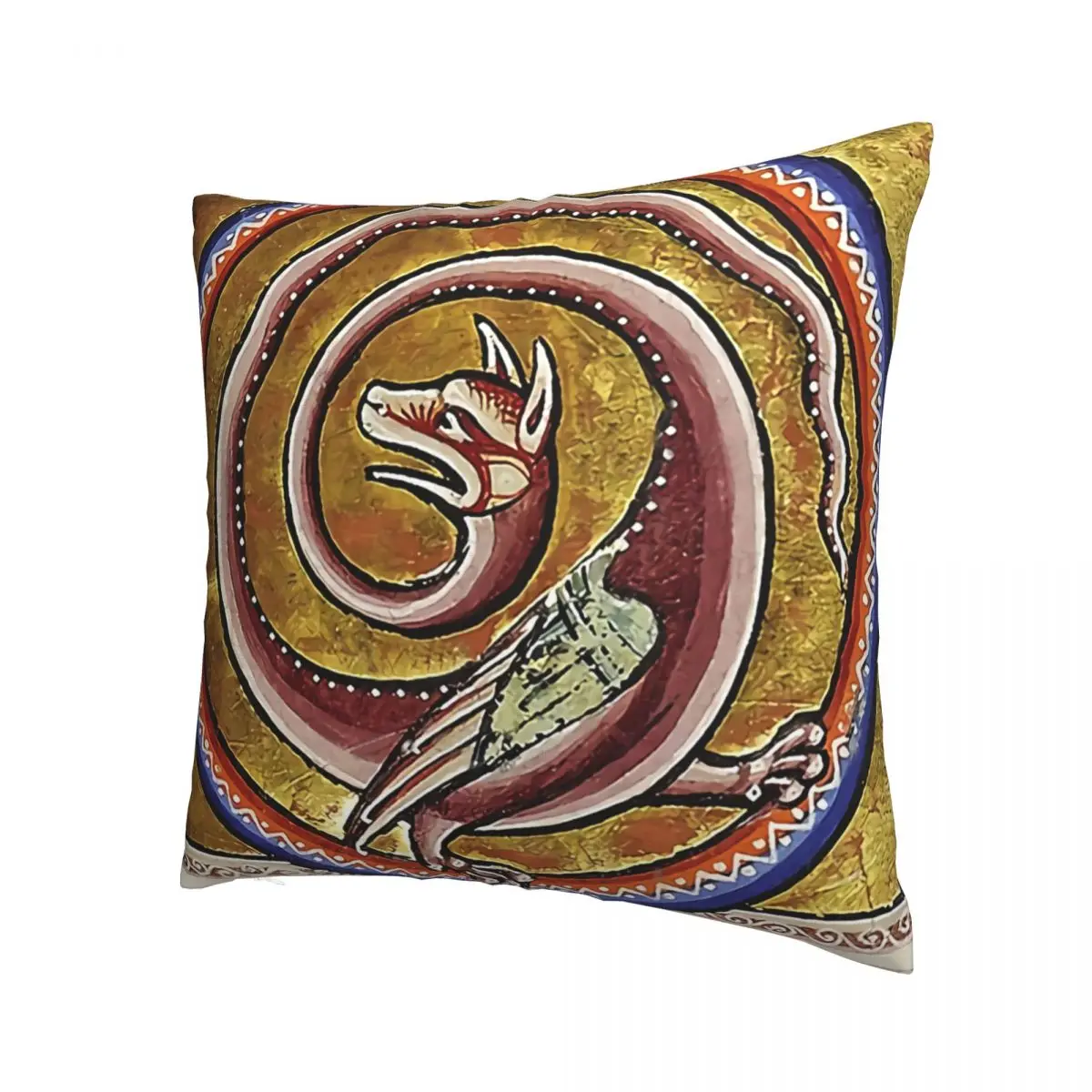 Medieval Bestiary Snake Dragon Circles Throw Pillow Case Art Short Plus Cushion Covers For Home Sofa Chair Decorative Backpack