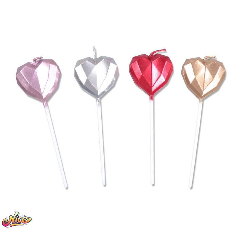 3/5 pezzi candela 3D forniture per feste di compleanno stella cuore oro argento paraffina champagne cake topper candela di compleanno decorazione cupcake