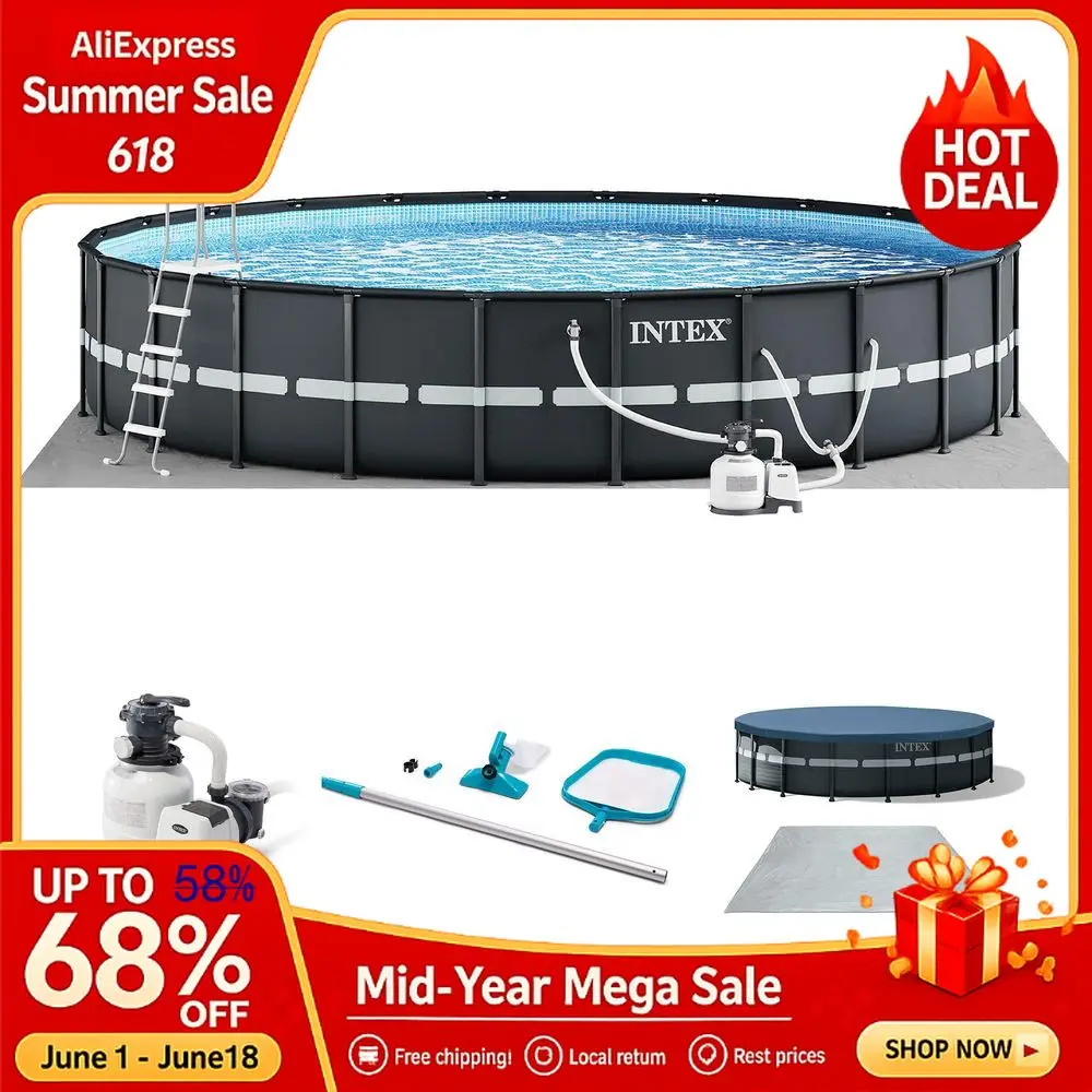 

18ft x 52in Above Ground Swimming Pool Set with Sand Filter Pump and Cleaning Maintenance Kit, Custom