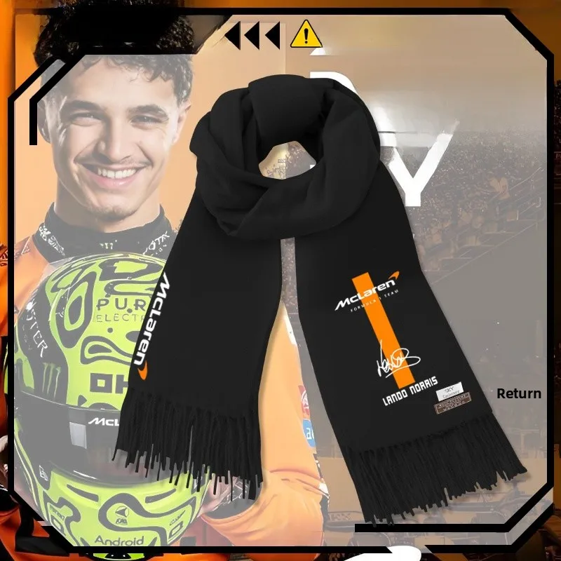 

Шарф McLaren F1 Team с автографом Ландо Норриса, мужской, осенне-зимний, теплый, модный, в китайском стиле, из полиэфирного волокна