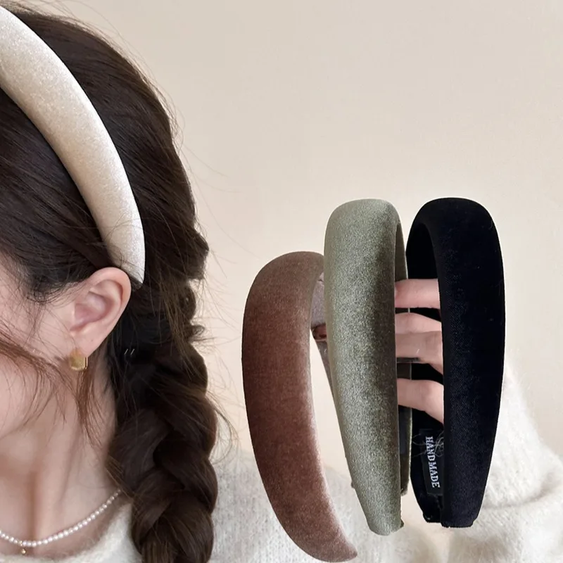 

Autumn Winter Velvet Headband Sponge Wire High Crown Design for Wome Non-Slip Wide Hair Band for Skin Care Hair Accessories